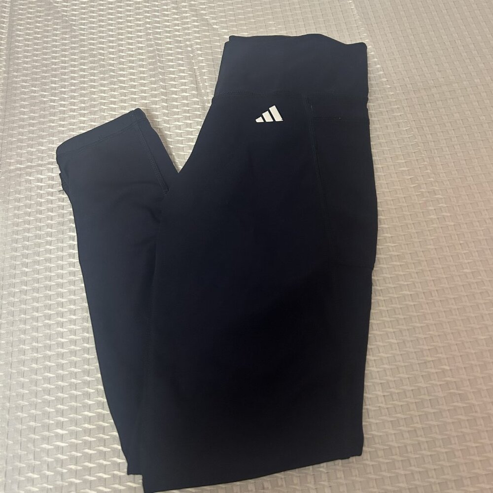 Adidas Women's Small Dark Blue Optime High-Waisted 7/8 Leggings - Picture 2 of 3